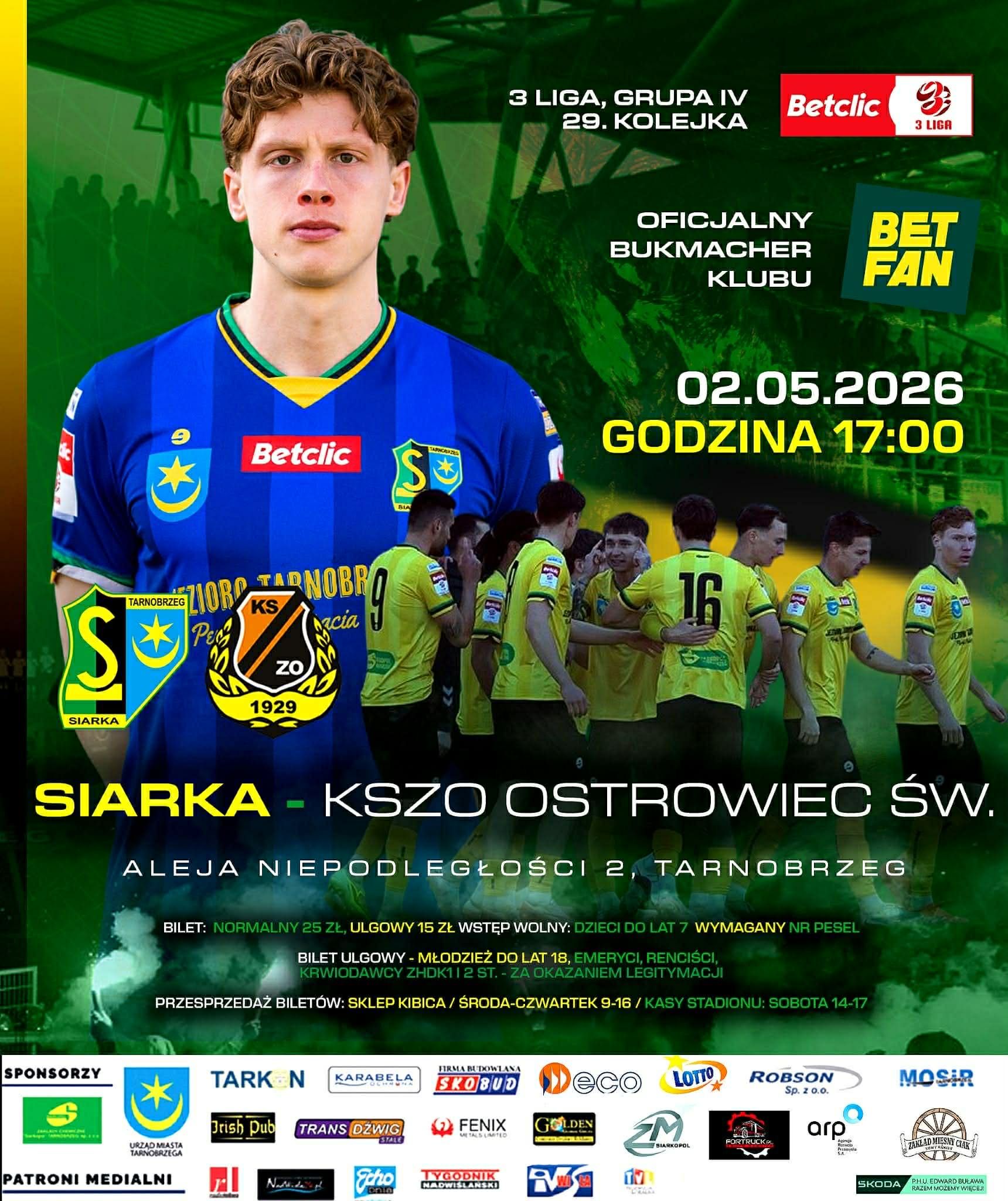 Siarka Tarnobrzeg - KSZO Ostrowiec Świętokrzyski